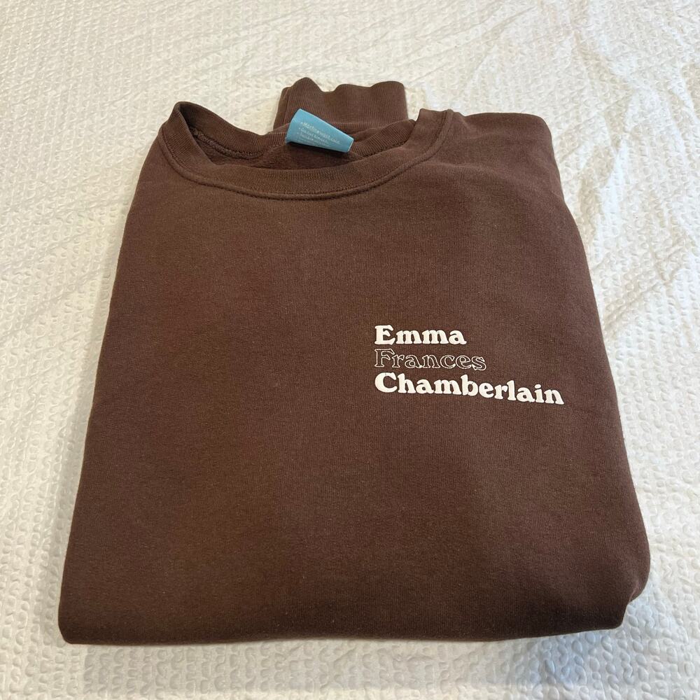 Emma Frances Chamberlain brown unisex crewneck sweater size Medium
